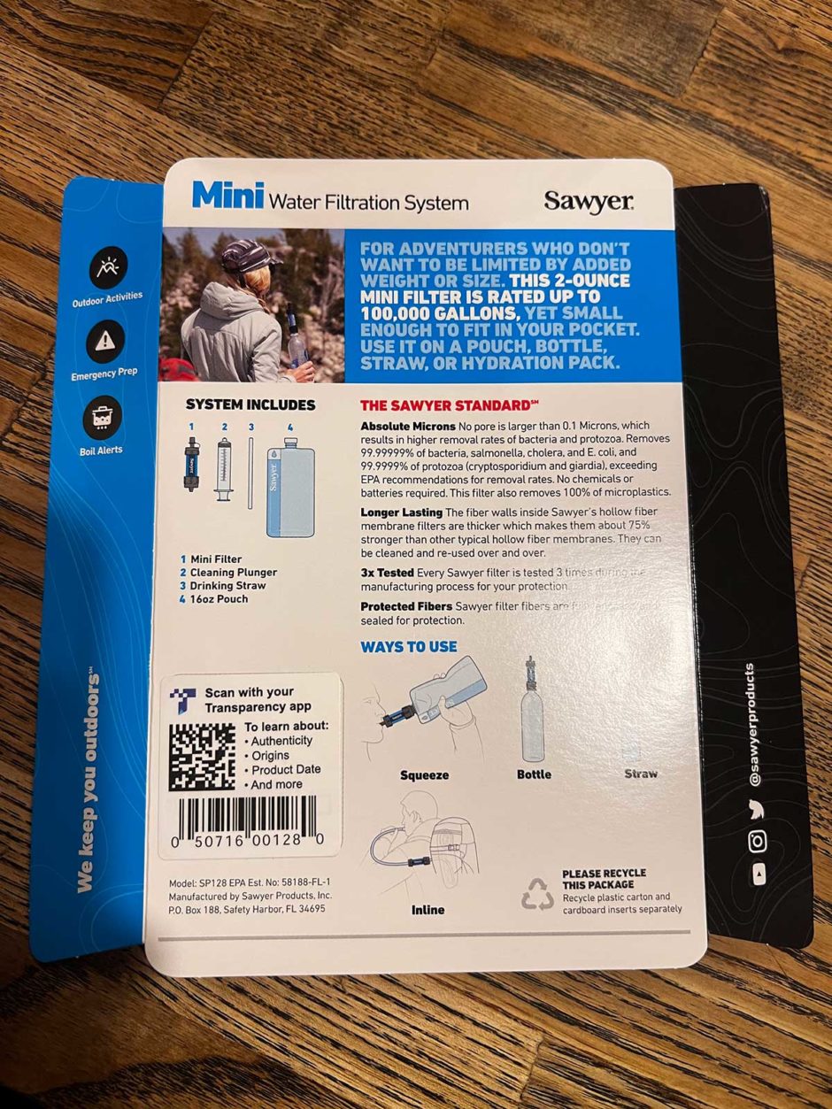 ポータブル浄水器SAWYER MINI(ソーヤーミニ) SP128レビュー〜高城剛さんおすすめの現代のサバイバルツール ガジェット多めの